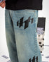 INITIAL BAGGY JORTS - BLUE CREAM